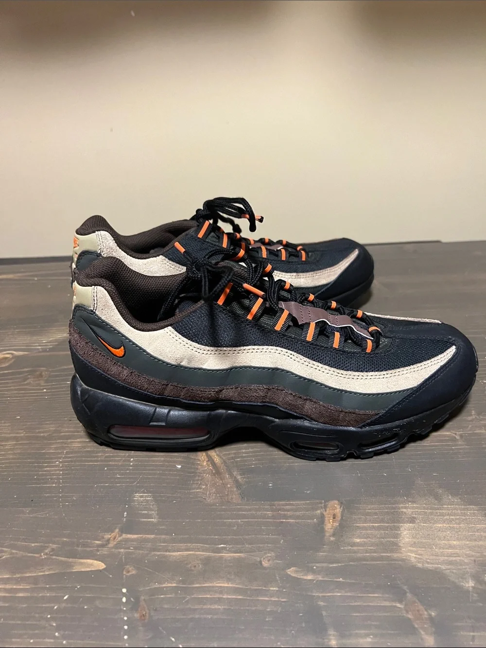 Nike Men’s Black, Beige and Orange Air Max 95 Sneakers